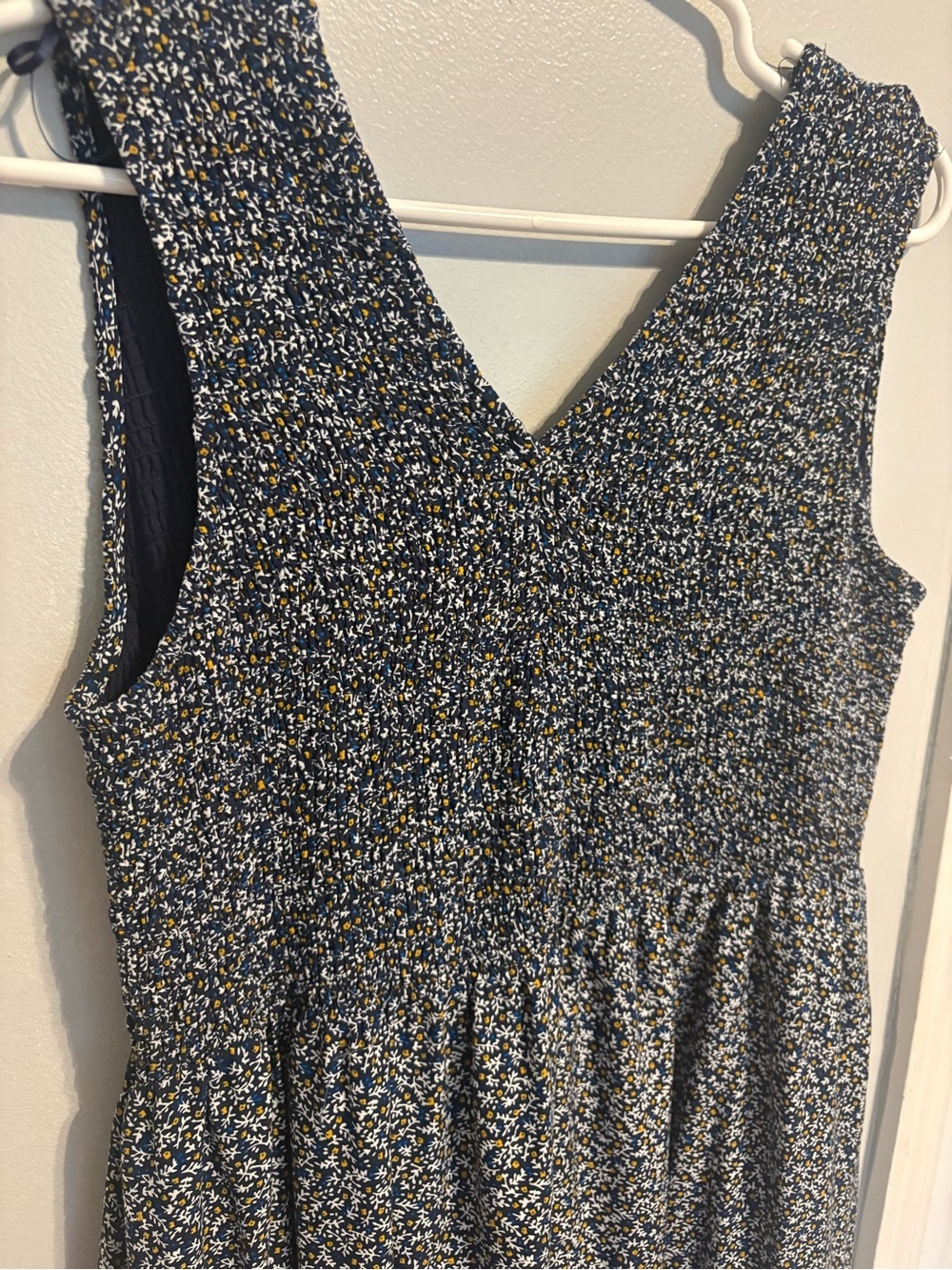 Blue Floral V-Neck Sleeveless Women's Maxi Dress